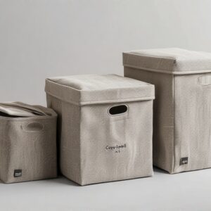 Υφασμάτινα Κουτιά Αποθήκευσης με Καπάκι – Σετ 3 Τεμ.
